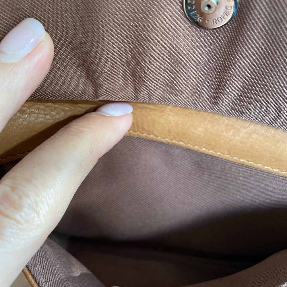 👜 Fossil Riley Leather Mini Crossbody Bag | Camel | Silvertone Hardware | MINT - Picture 7 of 7